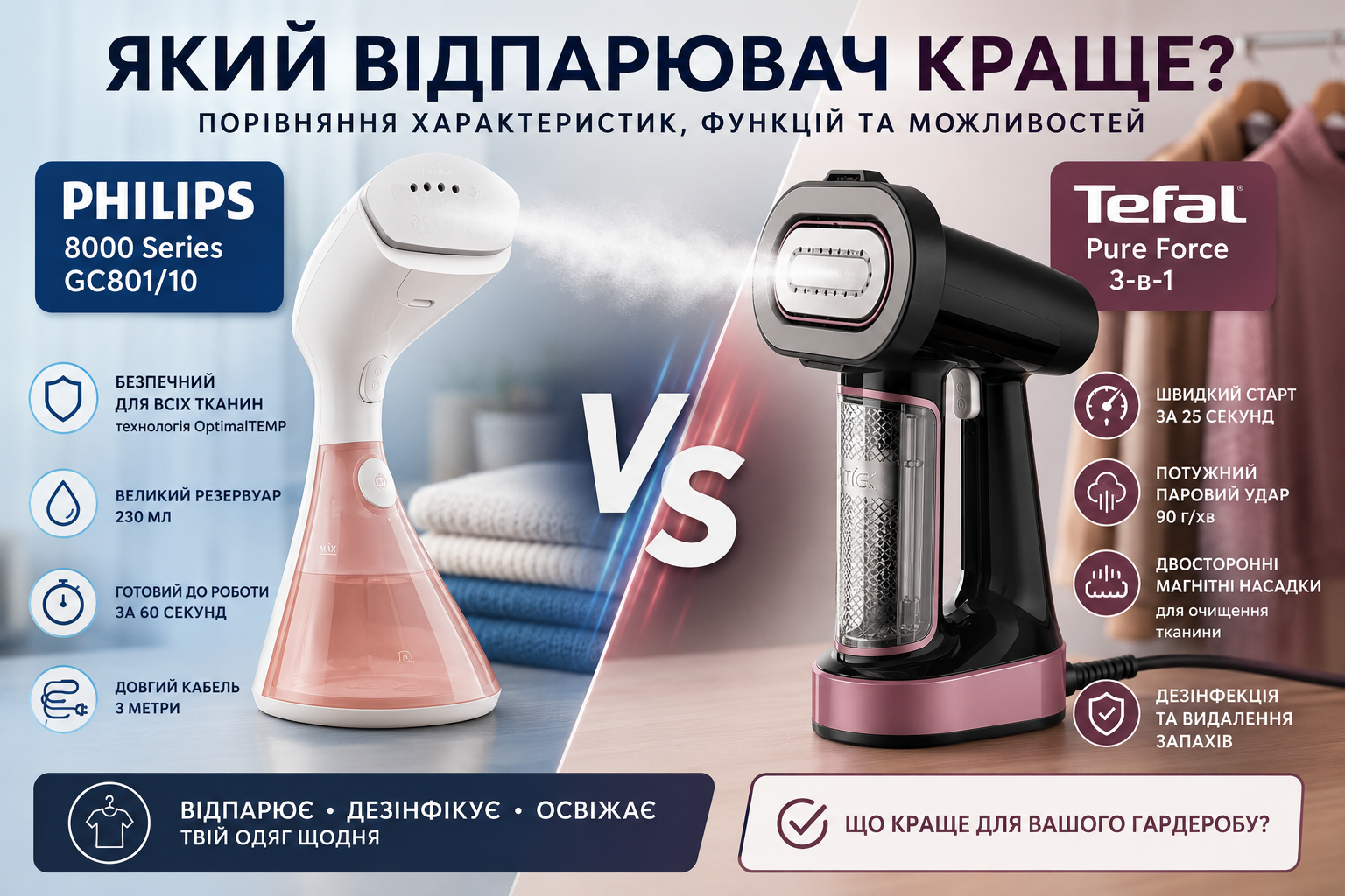 Philips GC801/10 vs Tefal Pure Force
