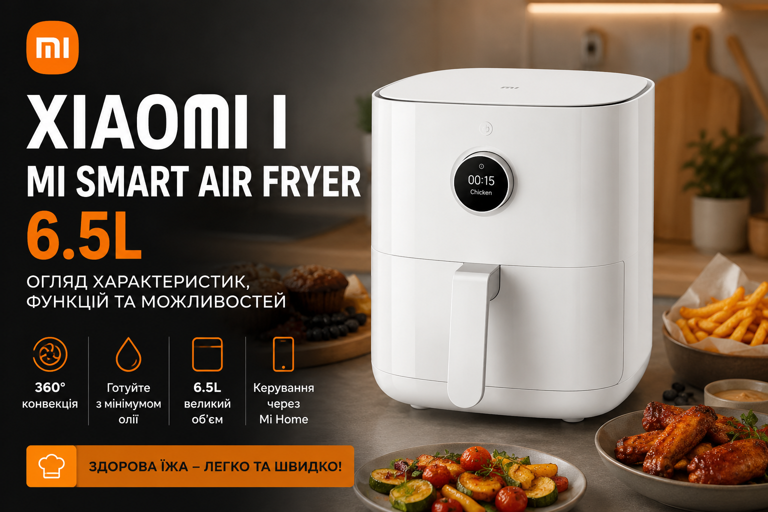 Огляд мультипечі Xiaomi Mi Smart Air Fryer 6.5L: характеристики, функції, плюси і мінуси