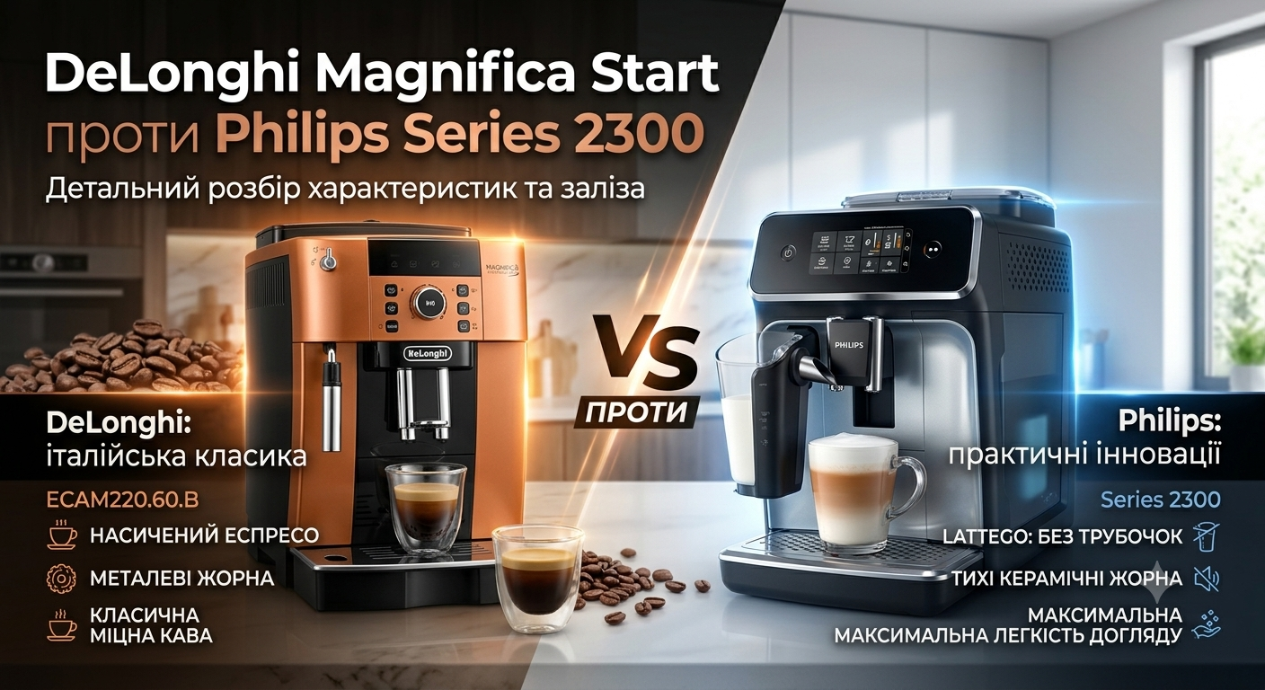DeLonghi Magnifica Start проти Philips Series 2300